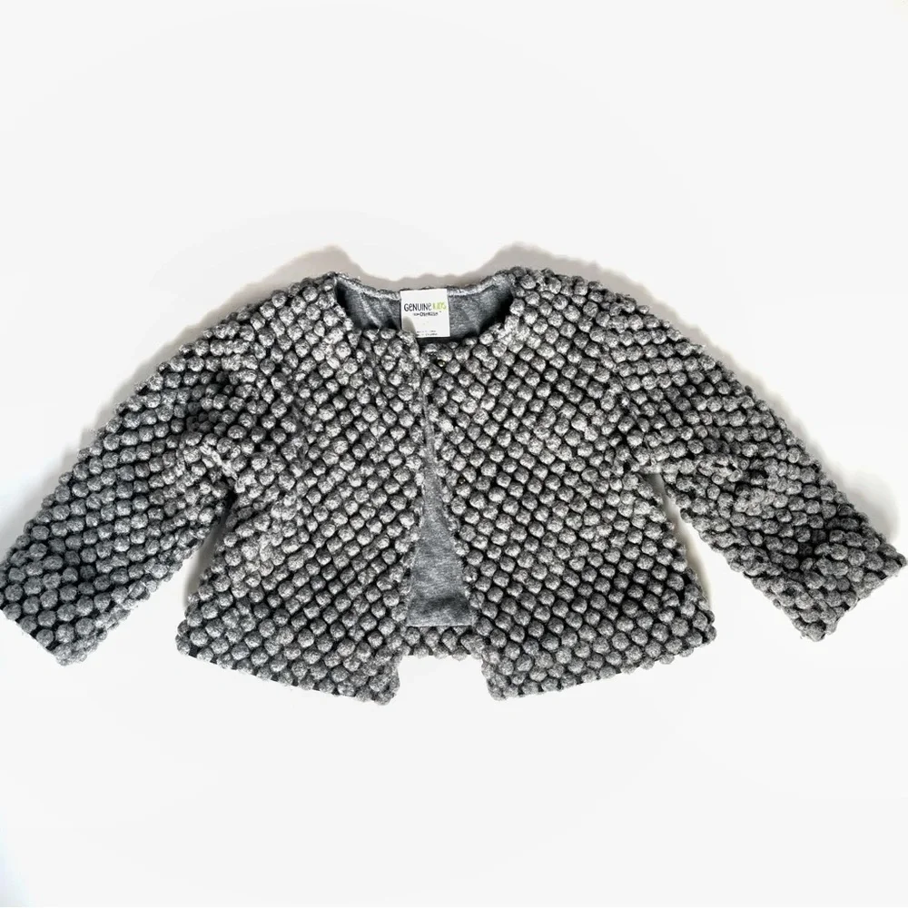 OshKosh Wool Blend Bobble Jacket Gray 4T Jersey Knit Lined